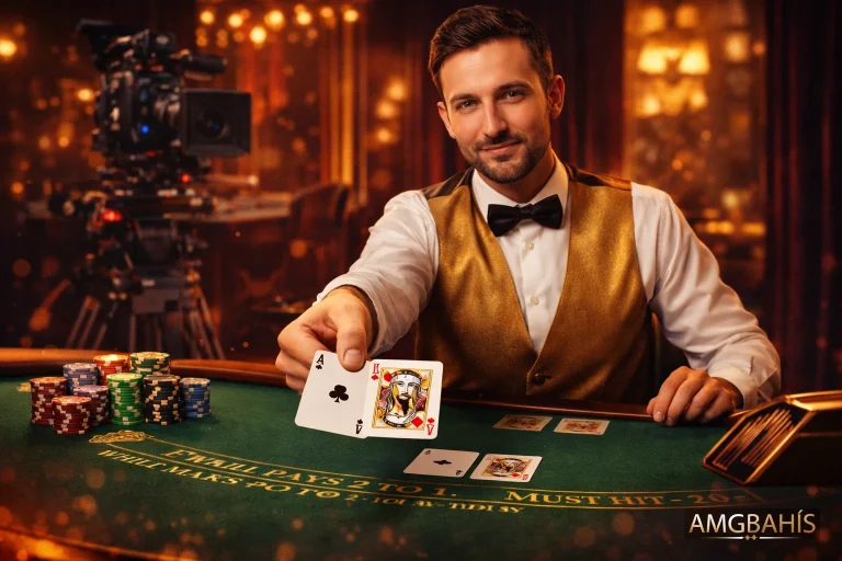 Amgbahis canlı casino blackjack masası ve profesyonel krupiye