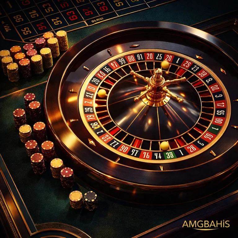 Amgbahis lüks rulet masası ve casino çipleri